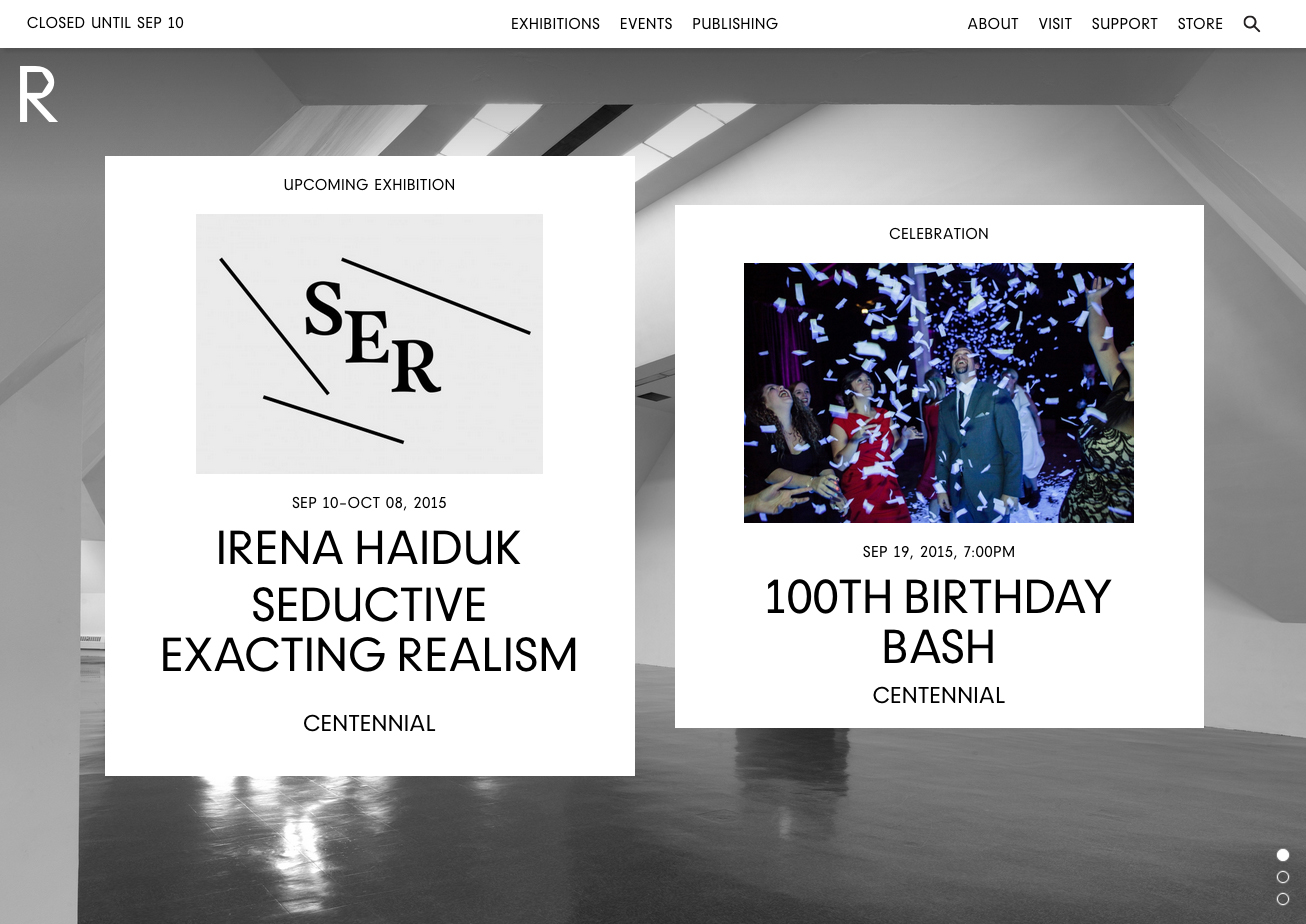 Screenshot of website